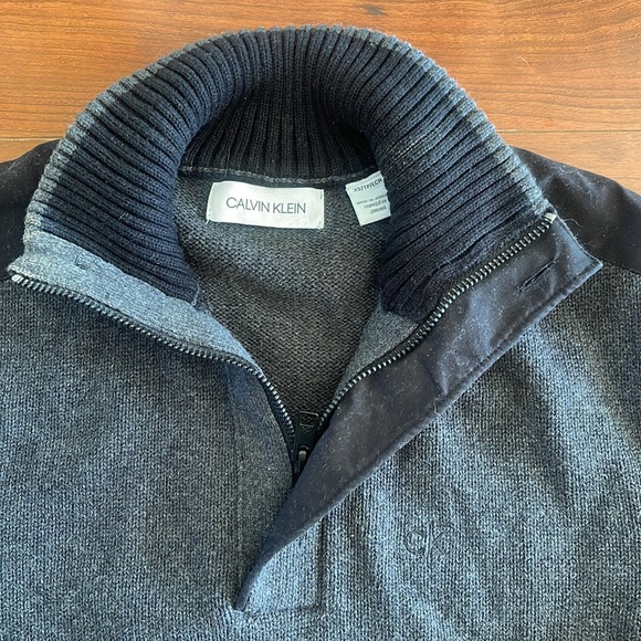 Calvin Klein Dark Gray Quarter Zip Knit Sweater - Picture 6 of 12